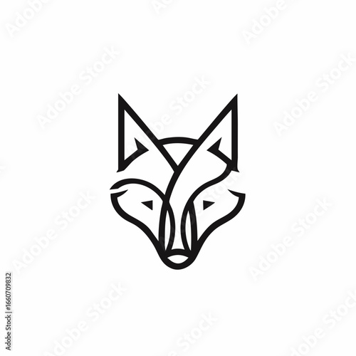 Line Art Fox Head Vector Illustration