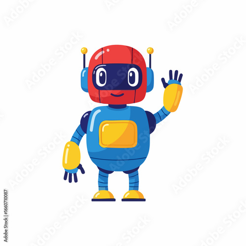Cartoon Robot Waving Hand