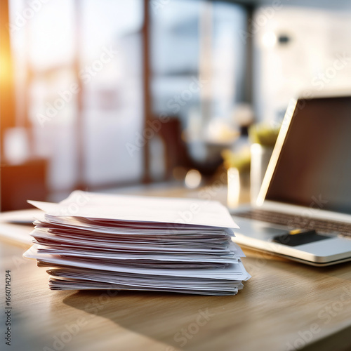 : Office desk with documents