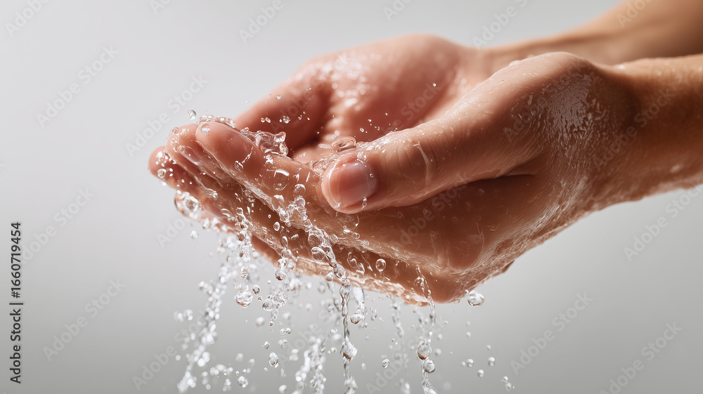 Fototapeta premium Hands holding water splash close up