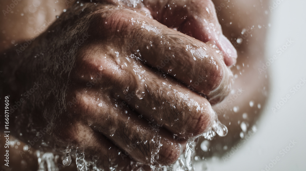 Fototapeta premium Hands washing under water stream