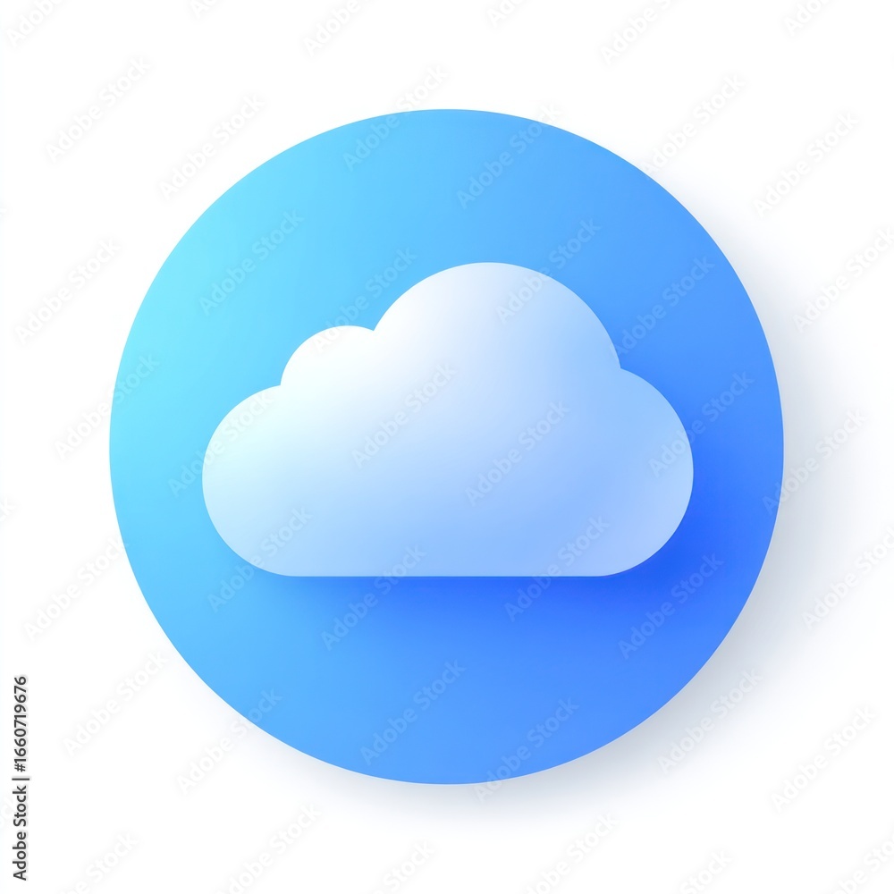 3D cloud icon on a blue circle 3D cloud icon on a blue circle