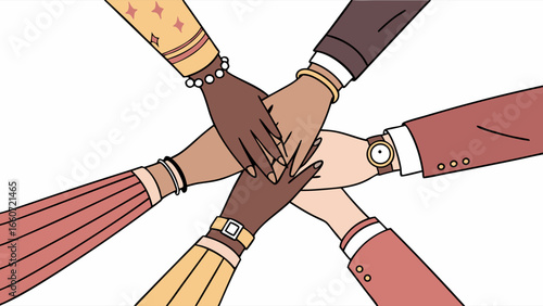 Diverse Hands United A Symbol of Collaboration and Teamwork.