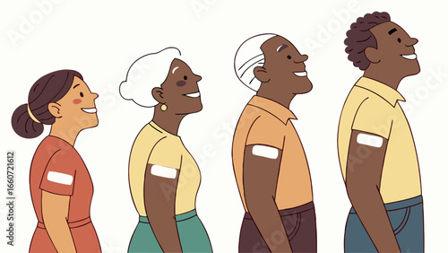 Diverse Seniors in Line for Vaccination.