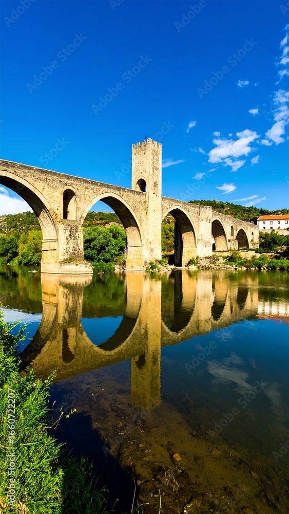 Fototapeta premium Stone bridge over calm river