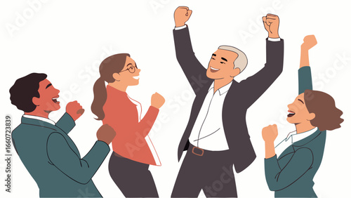 Joyful Business Team Celebrating Success Diverse Group.