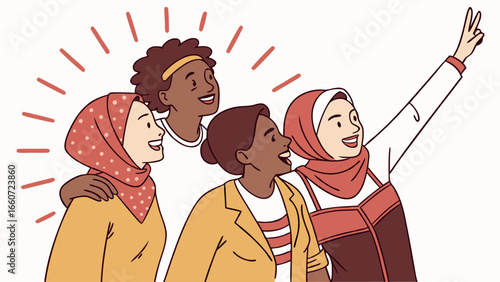 Joyful Diverse Group of Young Women Friends.