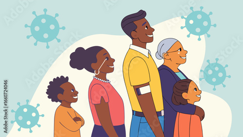 Multigenerational Black Family Profile Covid19 Awareness.