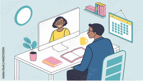 Online Video Conference Between Two Professionals.
