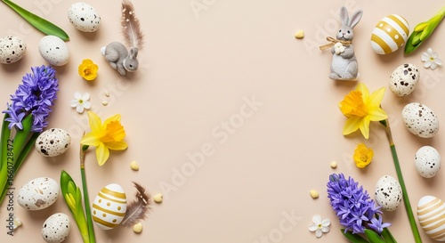 Springtime floral easter decor layout