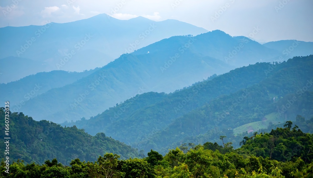 Naklejka premium Misty mountain range view