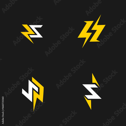 Lightning Bolt Logos in Yellow and White