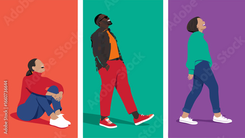 Joyful Diverse People in Casual Attire Laughing and Relaxed.
