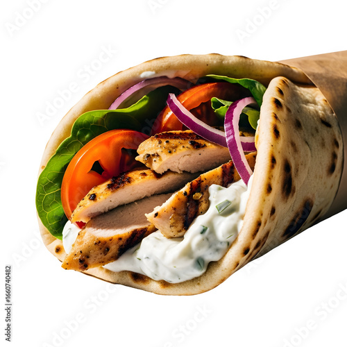 Deliciously Grilled Chicken Gyro Wrap with Fresh Vegetables and Creamy Sauce