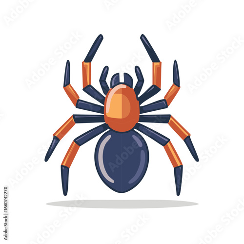 Cartoon Spider with Orange and Dark Blue Colors Halloween Theme Vector Illustration
