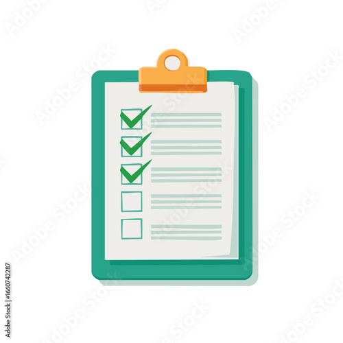 Checklist on clipboard with check marks and check boxes representing completed tasks and pending items for organization