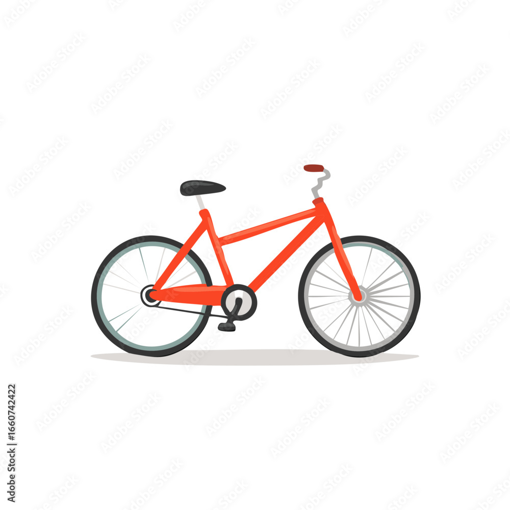 Fototapeta premium Red Bicycle Vector Illustration, Minimalist Transportation Design, Simple Modern Bicycle Design
