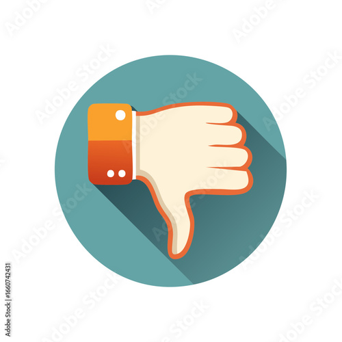 Cartoon Hand Gesture Symbolizing Dislike Negative Feedback and Disapproval