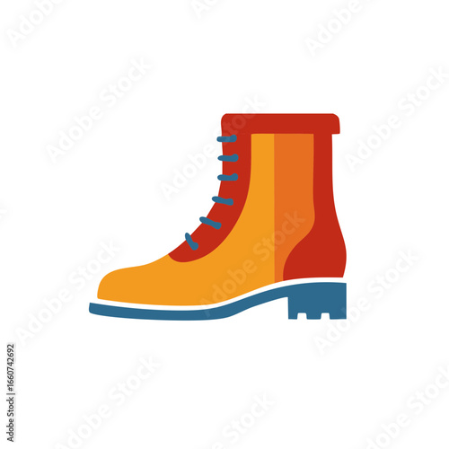 Stylized Colorful Hiking Boot Icon with Laces and Treaded Sole for Outdoor Activities