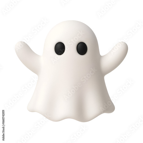 3D soft matte rubber style Halloween ghost icon PNG transparent