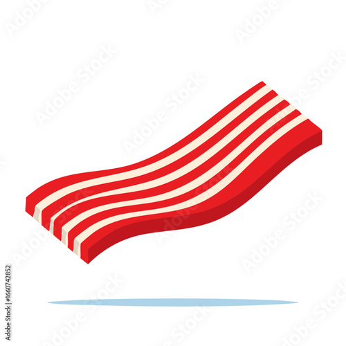 Isometric bacon slice graphic, cured meat, food, breakfast, restaurant, grocery concept