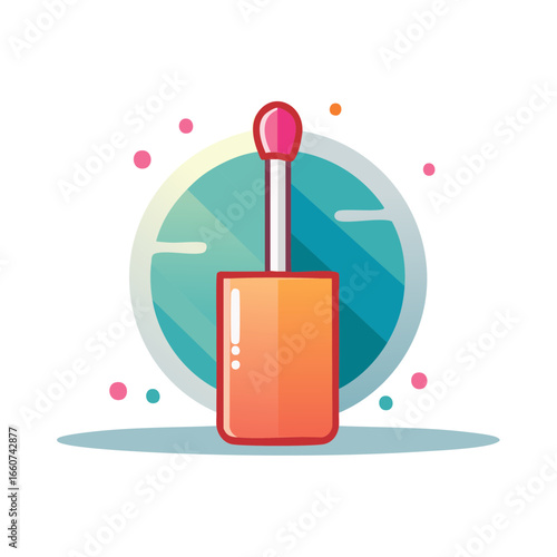 Vector illustration of a lip gloss applicator with a colorful circle background