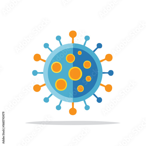 Microscopic Vector of Virus, Pathogen, Germ, Microbe, Bacterium or Single Cell Organism with Corona Style Extensions