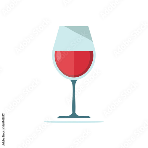 Wine Glass Illustration: Red Wine in Stemware, Elegant Drinkware Icon