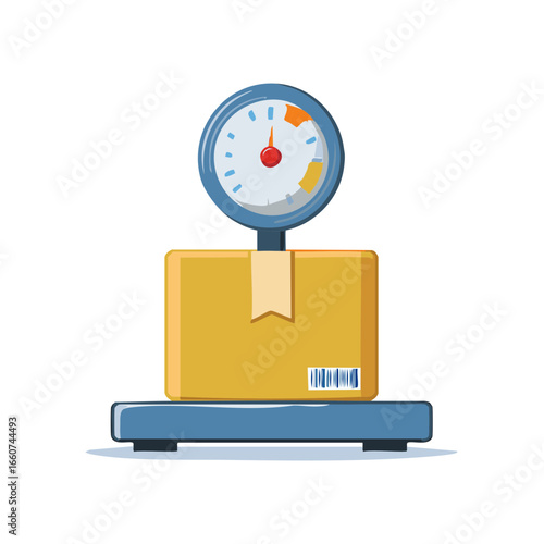 Cardboard box on a weight scale for measuring the weight before delivery