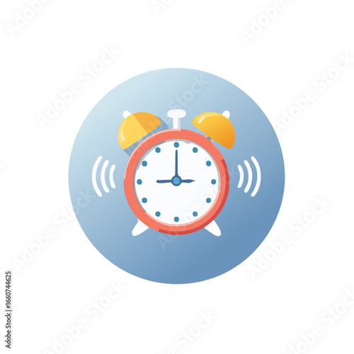 Vintage Alarm Clock Ringing Loudly in Morning Wake Up Symbol