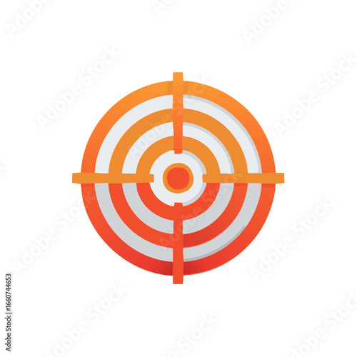 Vibrant layered bullseye target icon with crosshairs, focus on aiming, achievement, and objectives, isolated