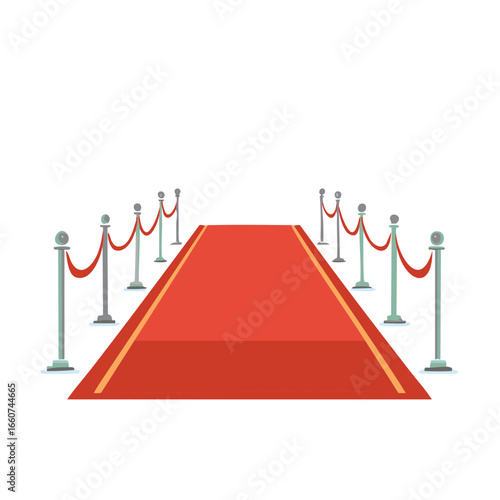 Red Carpet Entrance Celebration with Ropes and Barriers Event Illustration