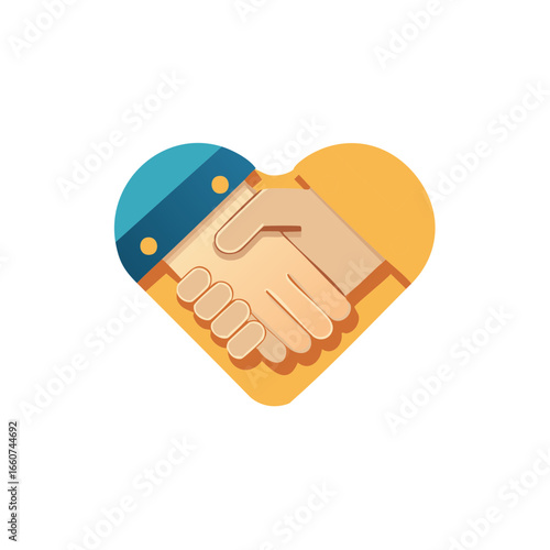 Illustration Handshake on Heart Shape for Agreement Partnership or Contract
