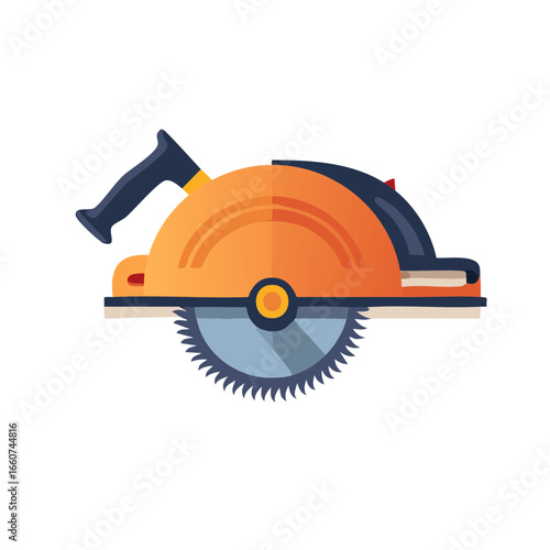 Stylized Circular Saw Illustration for Construction and Carpentry Applications