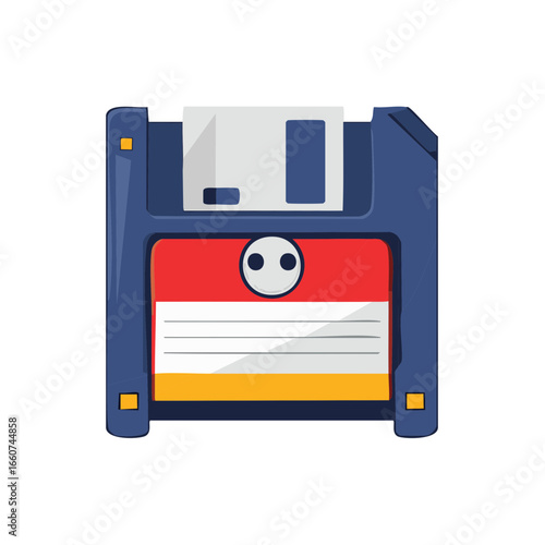 Floppy Disk Design with Retro Colors Depicting Vintage Data Storage Technology