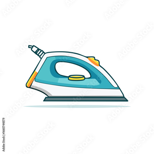 Light Blue Iron Cartoon Illustration for Clothing Care Laundry Service