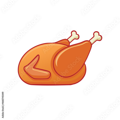 Roasted Turkey Bird Illustration for Thanksgiving Dinner Celebration Food Meal