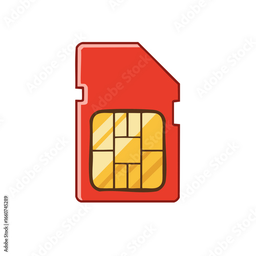 Red SIM card mobile phone chip for cellular communication networking