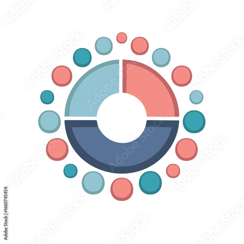 Circular donut chart with circles, segments, infographics, diagrams for data visualization