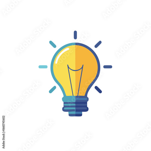 Bright Yellow and Blue Light Bulb Symbolizing Idea Generation and Creative Solutions