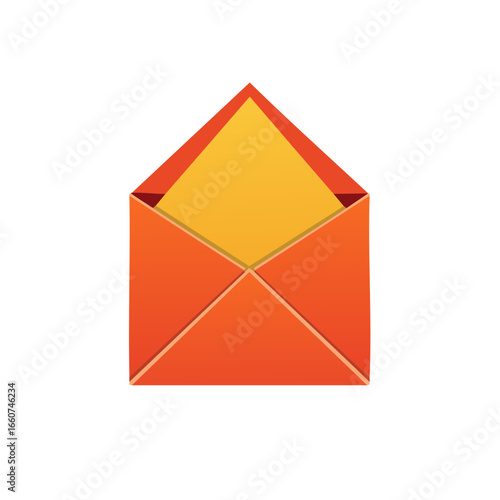 Vibrant Orange Envelope with Yellow Paper Inside Represents Communication and Correspondence