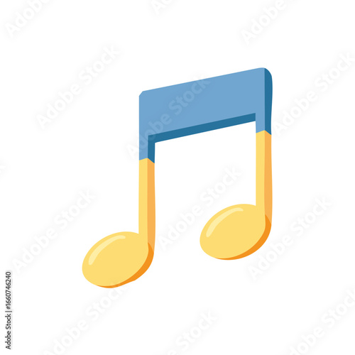 Musical Eighth Note: Blue Head, Yellow Legs, Artistic Media, Symbol, Arts, Culture, Minimalist, Simple, Graphics