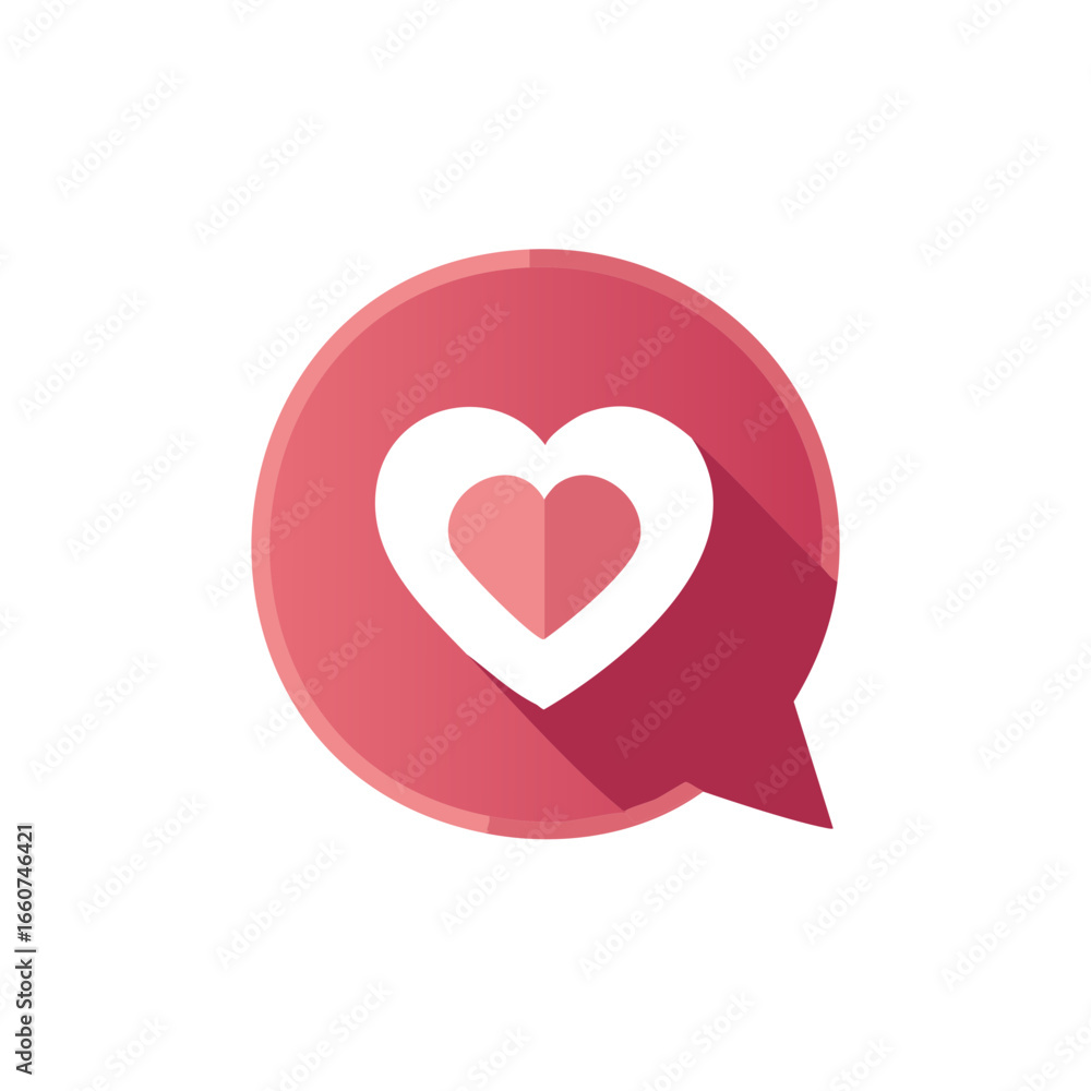 Heart Symbol Speech Bubble Flat Design Icon for Valentines day or wedding celebrations Heart Symbol Speech Bubble Flat Design Icon for Valentines day or wedding celebrations