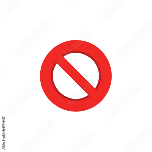 Symbol of prohibition, red circle with diagonal line to restrict or ban access for regulatory purposes