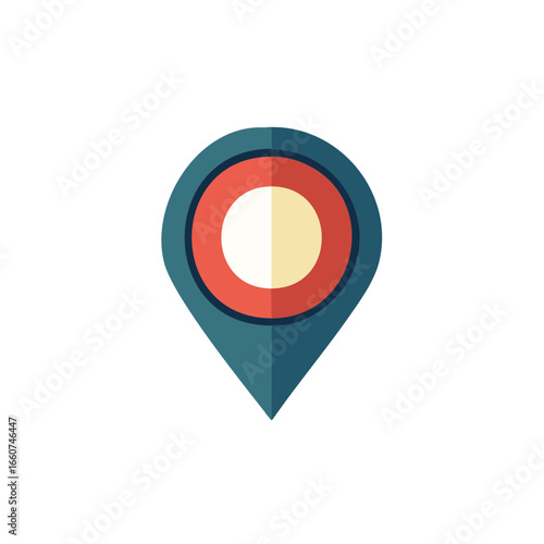 Teal map pointer icon with red ring and white circle to designate a place or direction. Free Download Teal map pointer icon with red ring and white circle to designate a place or direction. - GFXLoad