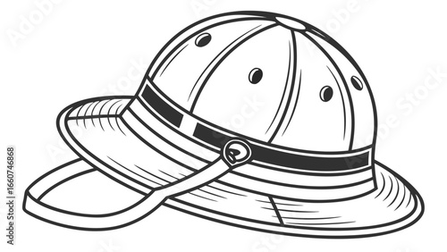 Explore the world with a classic pith helmet vector illustration for adventure and travel themes design asset
