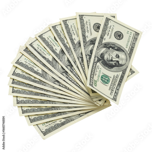 Fan of US Hundred Dollar Bills Financial Wealth and Savings
