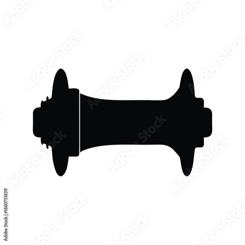 Black bicycle hub silhouette on a white background for illustration purposes