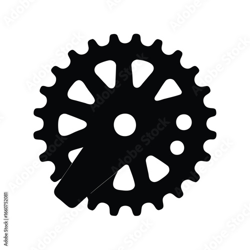 Black and White illustration of a Cogwheel with Spokes and Small Holes