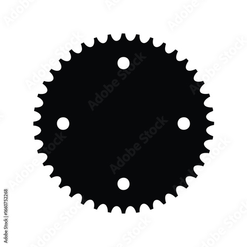 Black and White Sprocket with Central Holes, Showing Engineering and Mechanics